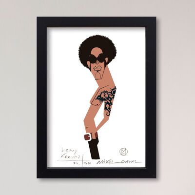 Illustration "Lenny Kravitz" by Mikel Casal. A5 reproduction signed