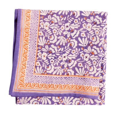 Foulard imprimé "Fleurs Indiennes" Iris violine