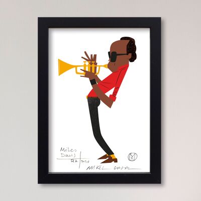 Illustrazione "Miles Davis" di Mikel Casal. Riproduzione A5 firmata