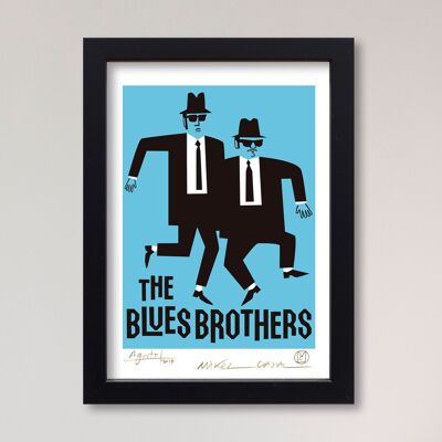 Illustration "Blues Brothers" par Mikel Casal. Reproduction A5 signée