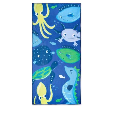 Asciugamano in microfibra blu per bambini Ocean Wonders - 11369521