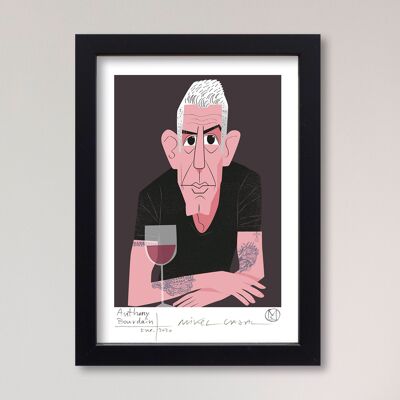 Illustration "Anthony Bourdain" par Mikel Casal. Reproduction A5 signée