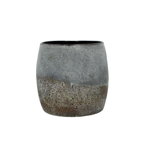 Pot en verre gris et
taupe  18x16 cm terea