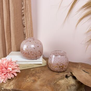 Vase boule rosé & cuivré
en verre soufflé
ø17x15cm coppra 3