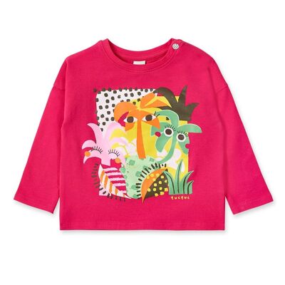 Fuchsiafarbenes Strick-T-Shirt für Mädchen von Banana Records – 11369989