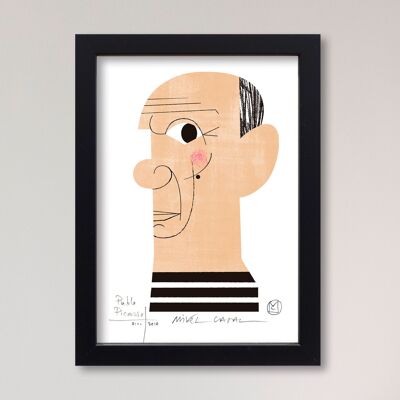 Illustration "Pablo Picasso" de Mikel Casal. Reproduction A5 signée
