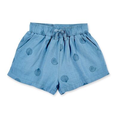 Shorts in maglia blu indaco per ragazze Island Life - KG06H501I1