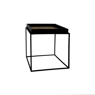 Mueble auxiliar en coco con pie de metal negro 40x40cm lamai