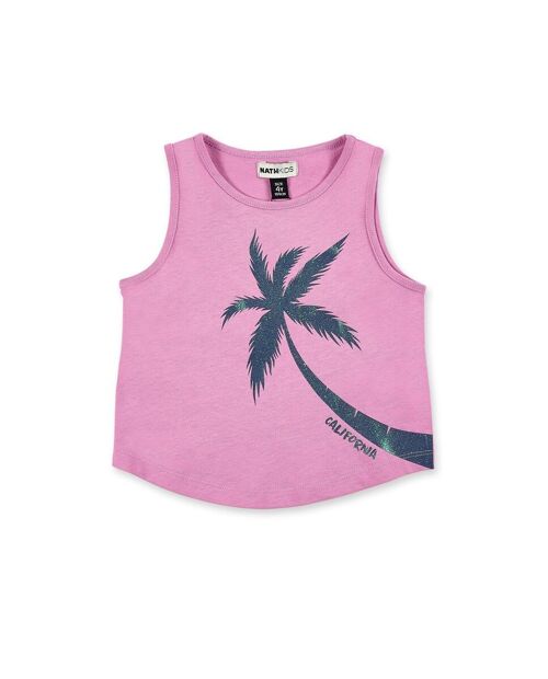Camiseta tirantes punto rosa niña Californian - KG06T305P3