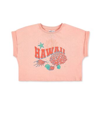T-shirt fille en tricot rose Island Life - KG06T504P4 1