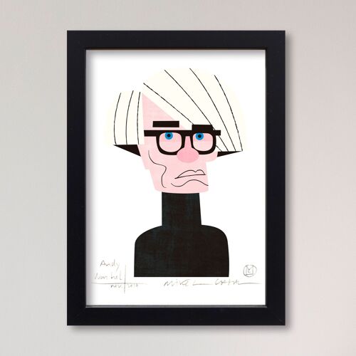 Ilustración "Andy Warhol" de Mikel Casal. Reproducción A5 firmada