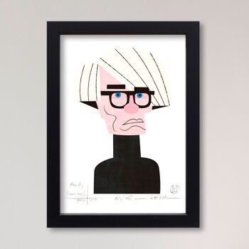 Illustration "Andy Warhol" par Mikel Casal. Reproduction A5 signée 1