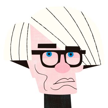 Illustration "Andy Warhol" par Mikel Casal. Reproduction A5 signée 3