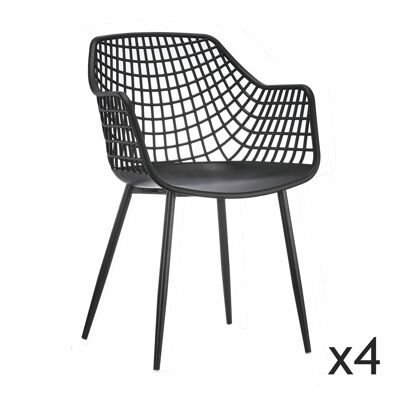 Set mit 4 Sesseln aus schwarzem Polypropylen56x57x84 cm Bradley