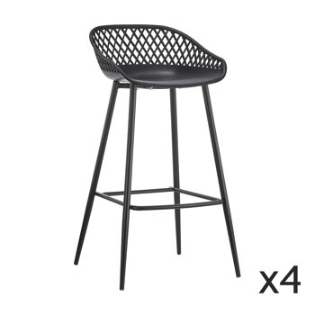 Lot de 4 chaises bar noires en polypropylene 48x47x95cm bradley 1