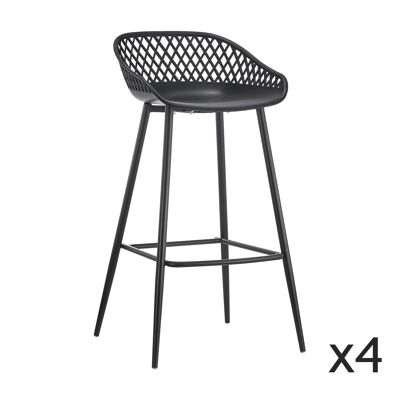 Lot de 4 chaises bar noires en polypropylene 48x47x95cm bradley