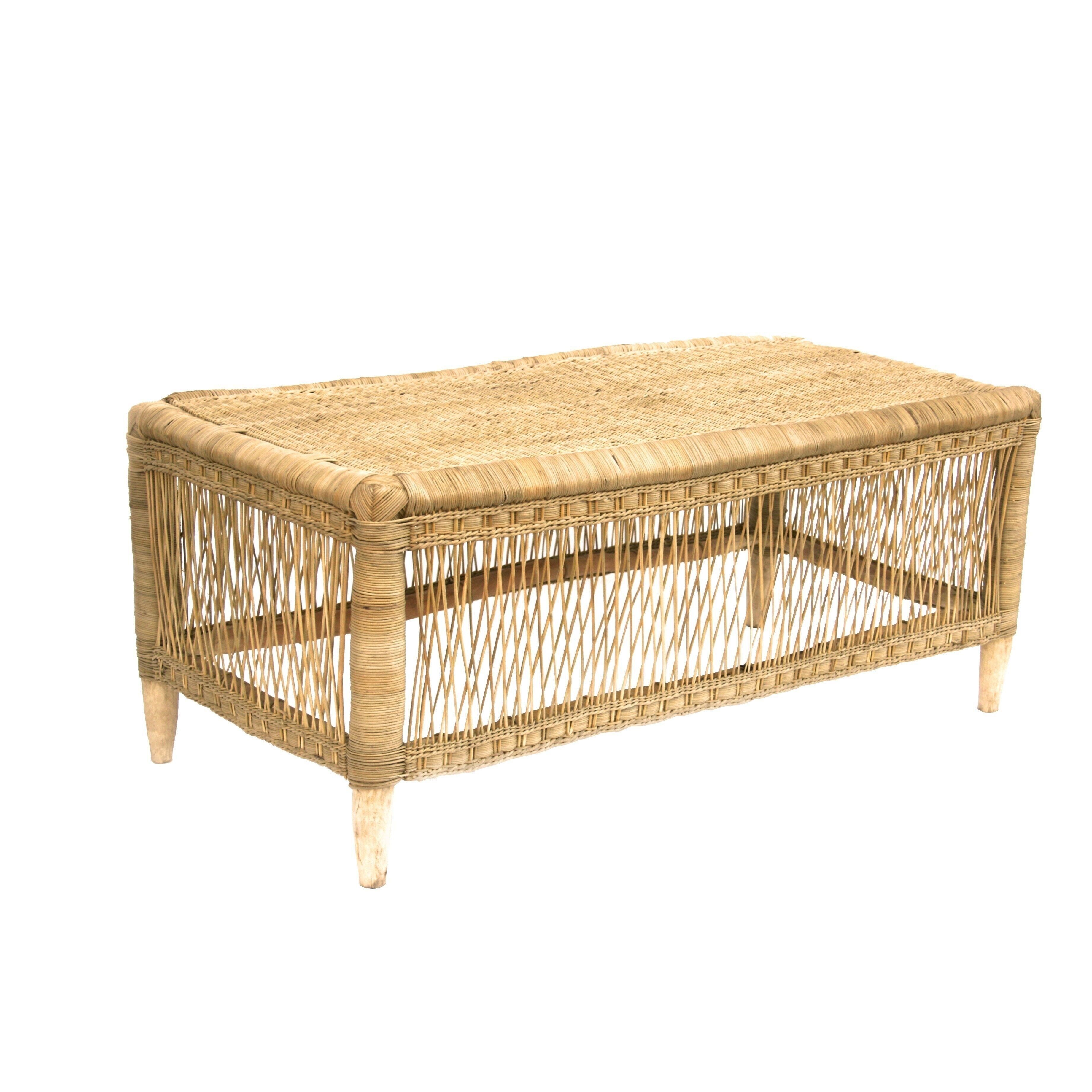 TAVOLO BASSO IN RATTAN TRADIZIONALE NATURALE DEL MALAWI 100X 40X40 ZOMBA