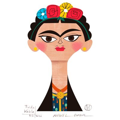 Illustration "Frida" de Mikel Casal. Reproduction A5 signée