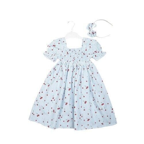 A Pack of Four Sizes %100 Cotton Cherry Patterned Classic Girl Dress 3-6Y