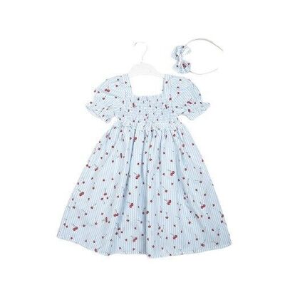 Un paquete de cuatro tallas, 100 % algodón, vestido clásico para niña con estampado de cerezas, 3-6 años