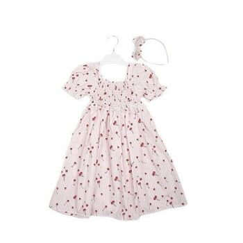 Robe classique pour filles, un paquet de quatre tailles, 100 coton, à motifs de cerises, 3-6 ans 3