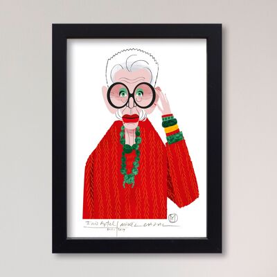 Illustration "Iris Apfel" by Mikel Casal. A5 reproduction signed