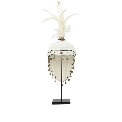 TRADITIONAL HEADDRESS EMBROIDERED WITH PEARLS AND FEATHERS Ø18X70 CM SANATH