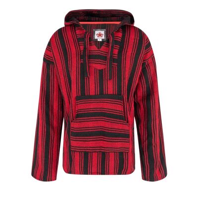 Black Pistol Baja Hoodie Wool (Noir Rouge) - Hippie, Goa, Techno, Underground, Alternative, Laine, Paix