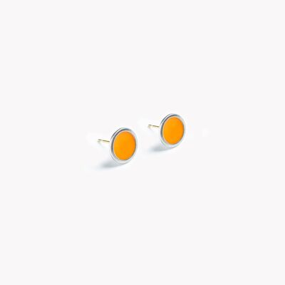 Pendientes de botón naranja de seda