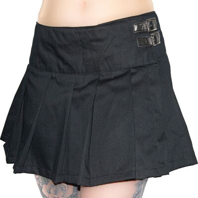 Black Pistol Buckle Mini Denim (Negro) - Minifalda, Gótico, Punk, Metal, Underground, Techno, Rave