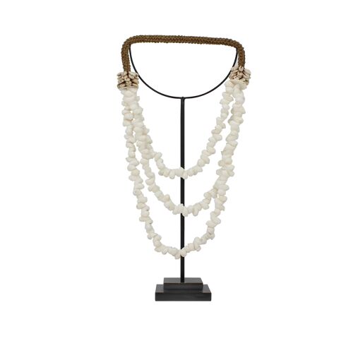 Collier en coquillages sur pieds en metal noir25x10x48 cm luania