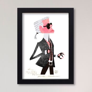 Illustration "Karl Lagerfeld" par Mikel Casal. Reproduction A5 signée 1