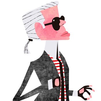Illustration "Karl Lagerfeld" par Mikel Casal. Reproduction A5 signée 3
