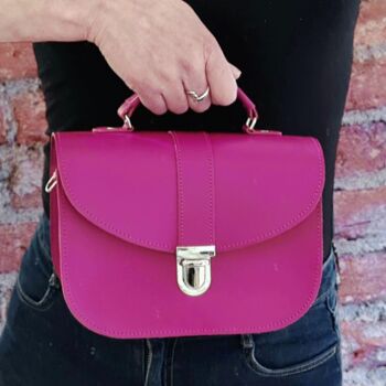 Sac en cuir fait main Olympia - Rose Magenta 5