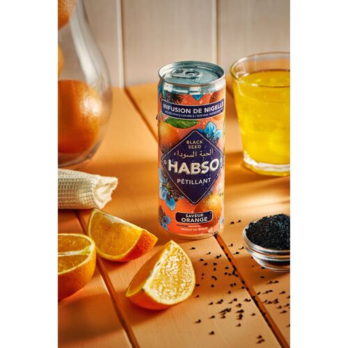 HABSO - Infusion de nigelle pétillante, saveurs orange - canette 250 ml
