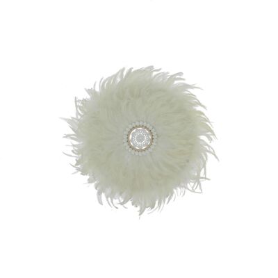 JUJUHAT DECORATION IN WHITE FEATHERS AND SHELLS Ø40 CM KAPAU