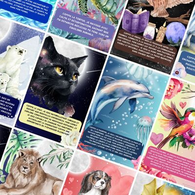 Cartes d'affirmations positives Animaux de Lumière (32 cartes + trousse de rangement)