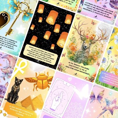 Cartes d'affirmations positives Lueurs d'Abondance ( 32 cartes + trousse de rangement)