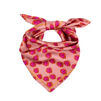 Foulard en soie Rose Pivoine M 6