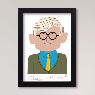 Illustrazione "David Hockney" di Mikel Casal. Riproduzione A5 firmata