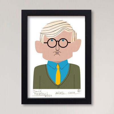 Illustration "David Hockney" by Mikel Casal. A5 reproduction signed