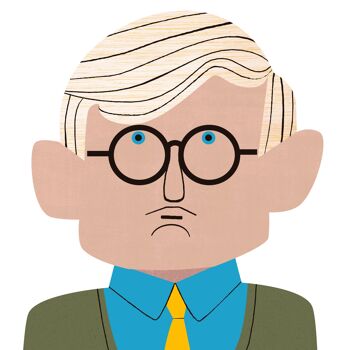 Illustration "David Hockney" par Mikel Casal. Reproduction A5 signée 3