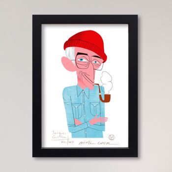 Illustration "Jacques Cousteau" par Mikel Casal. Reproduction A5 signée 1