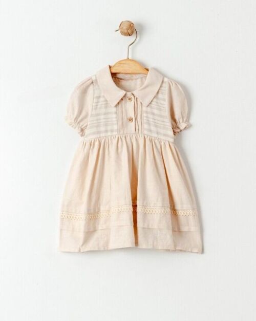 A Pack of Four Sizes 100% Cotton Short Sleeve Natural Girl Dress in 6-24M