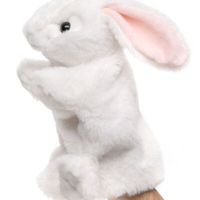 Handpuppe Hase (weiß) - 24 cm (Höhe) - Keywords: Waldtier, Kaninchen, Plüsch, Plüschtier, Stofftier, Kuscheltier