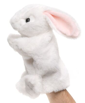 Marionnette lapin (blanc) - 24 cm (hauteur) - Mots clés : animal de la forêt, lapin, peluche, peluche, peluche, peluche 1