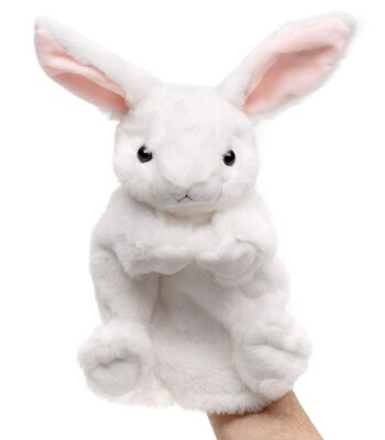 Marionnette lapin (blanc) - 24 cm (hauteur) - Mots clés : animal de la forêt, lapin, peluche, peluche, peluche, peluche 3