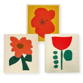 Chiffons éponge compostables - Fleurs - 1 paquet 1