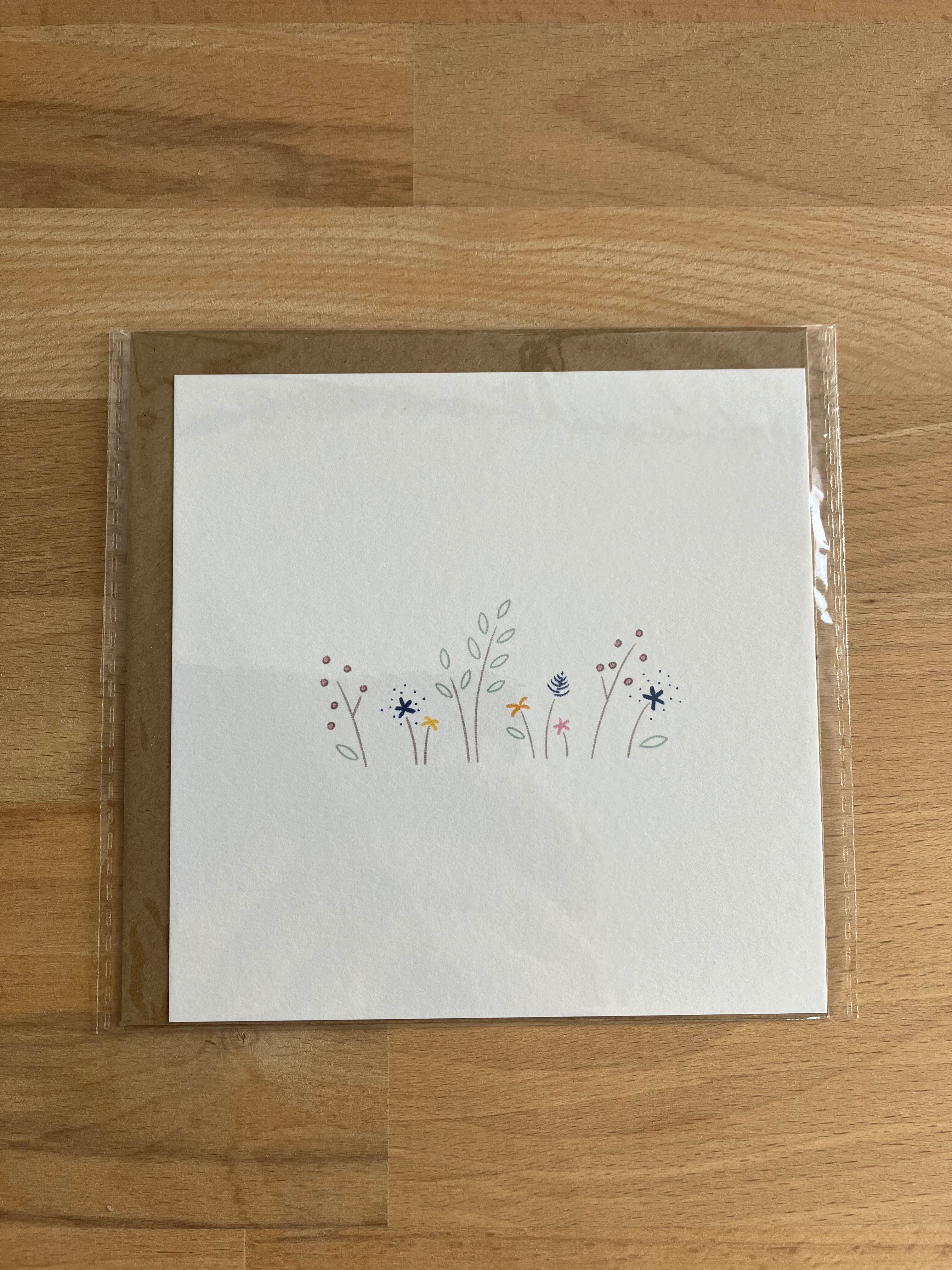 Postal de flores 13 x 13cm, feliz cumpleaños, gracias, felicidades...