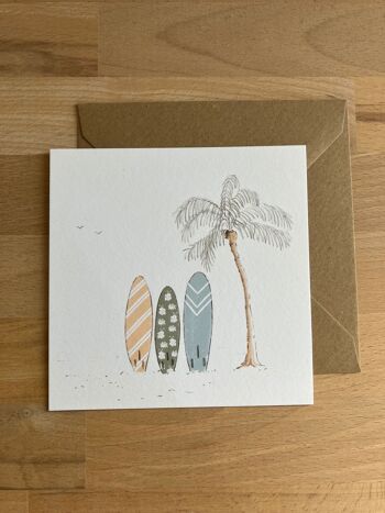 Carte postale Surf + Enveloppe, Bonnes vacances, souvenir de vacances, décoration, bisous, à bientôt...etc 4